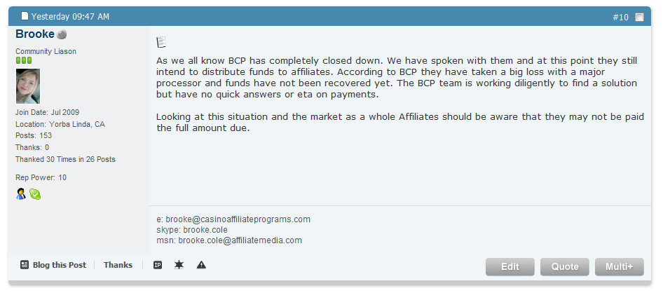 Best Casino Partner affiliate payment warning