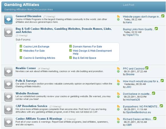 Gambling Affiliate Forum: Top Threads of 2011