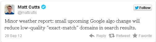 Google Update Targets Exact Match Domains