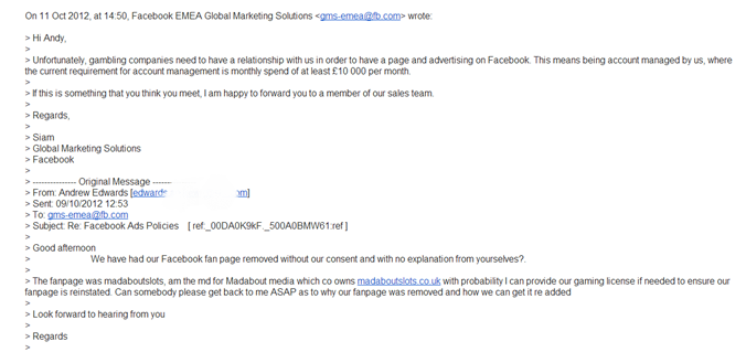 Is Facebook Extorting Gambling Companies?